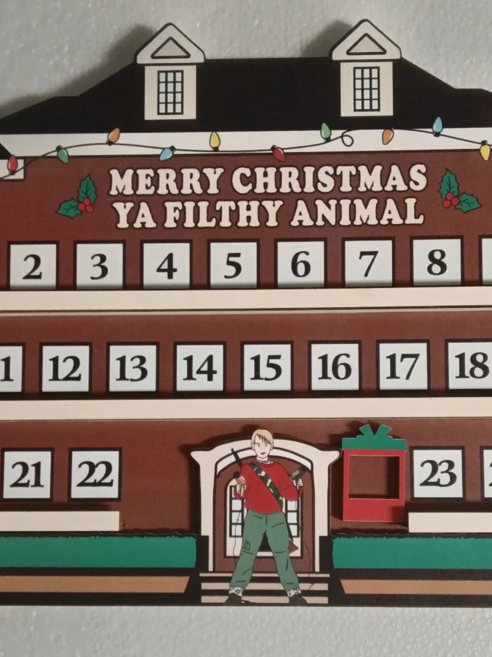 Collectable Painted Wood Naughty Christmas Countdown House